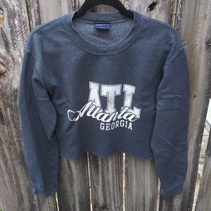 🩶 MV Sport Vintage ATL Atlanta Georgia Cropped Long Sleeve Sweatshirt Size S